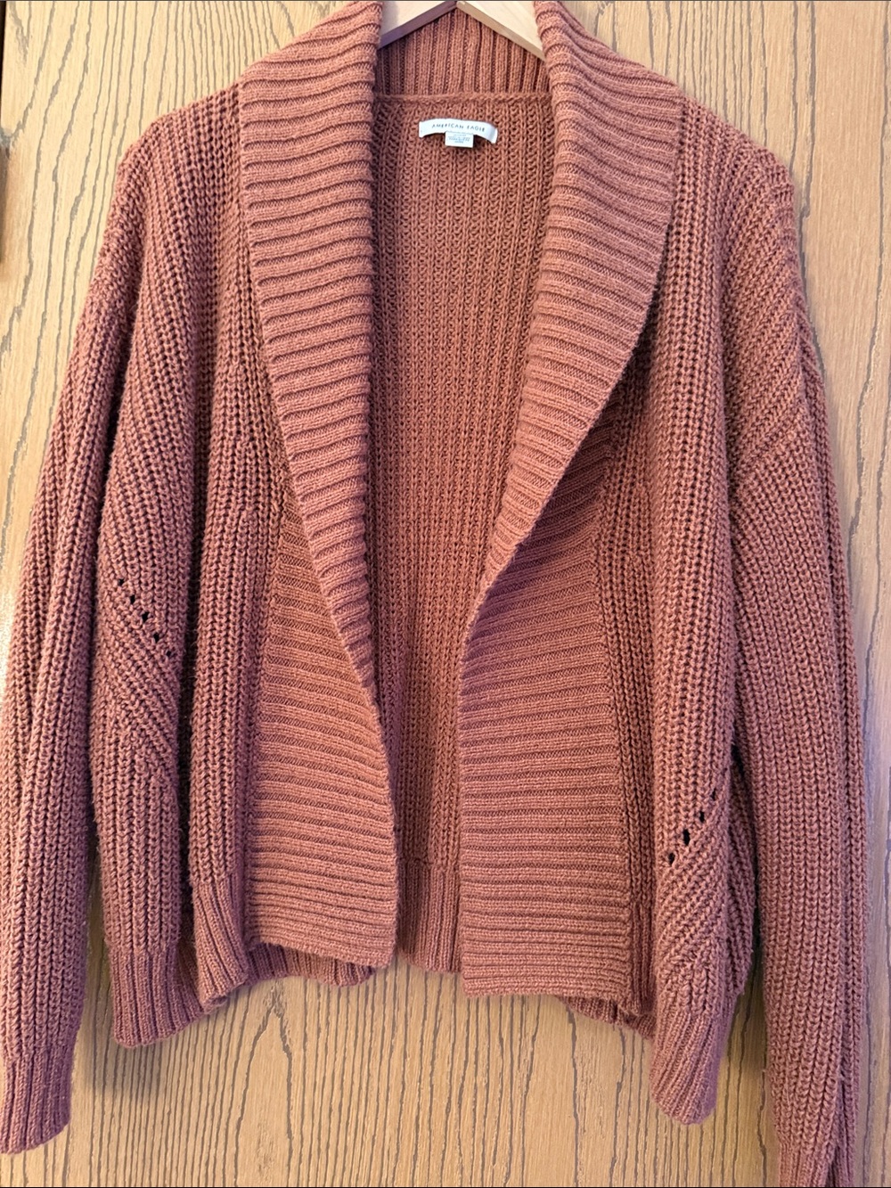 American Eagle Outfitters Open-Front Chunky Cardigan - Rosewood Pink